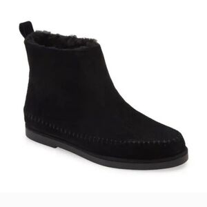 Steve Madden Tommy Black Suede Faux Shearling Ankle Bootie Sz 6 NWOB